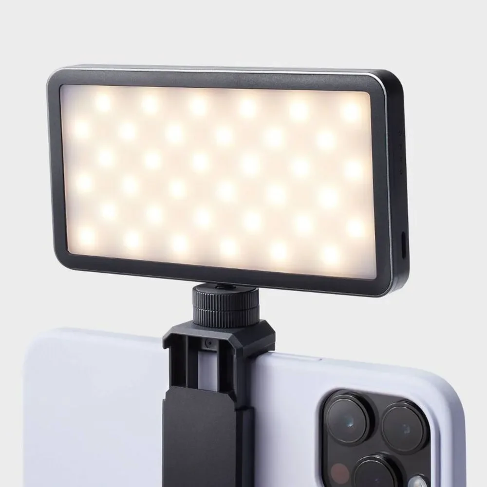 Heyday Black LED On-Camera Video Light with Phone Mount